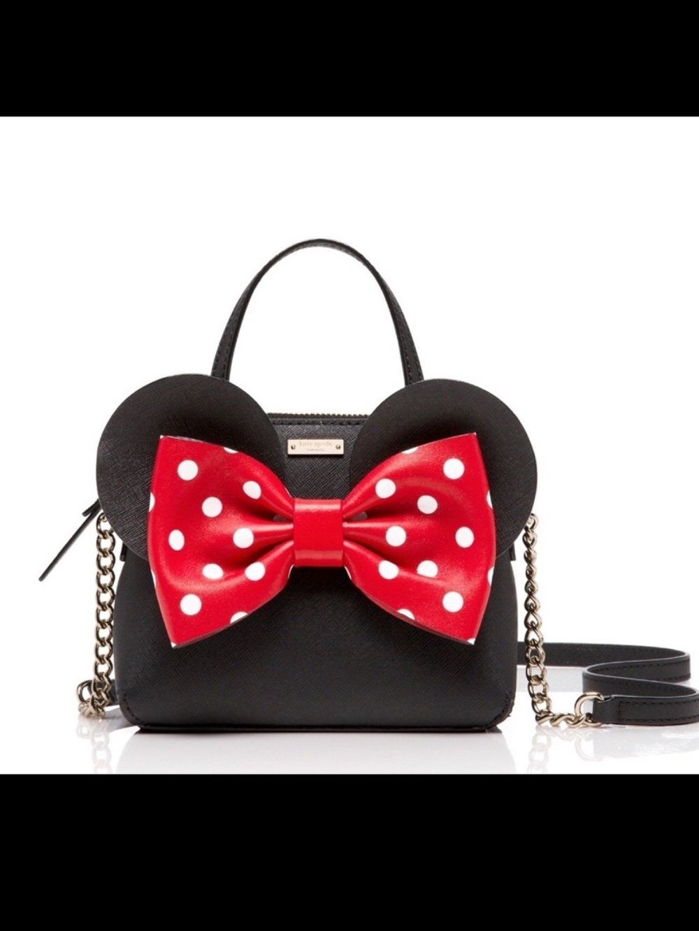 KATE SPADE Black Crossbody Bag with Red Polka Dot Bow NWT